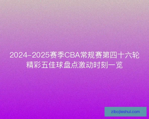 2024-2025赛季CBA常规赛第四十六轮精彩五佳球盘点激动时刻一览