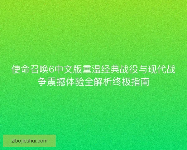 使命召唤6中文版重温经典战役与现代战争震撼体验全解析终极指南 使命召唤6中文版重温经典战役与现代战争震撼体验全解析终极指南