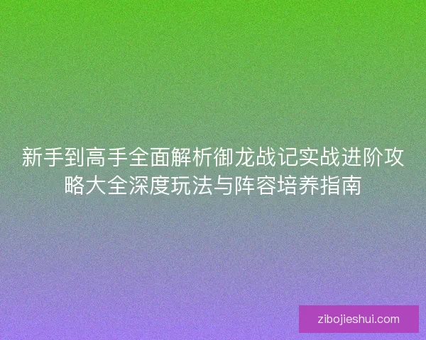 新手到高手全面解析御龙战记实战进阶攻略大全深度玩法与阵容培养指南