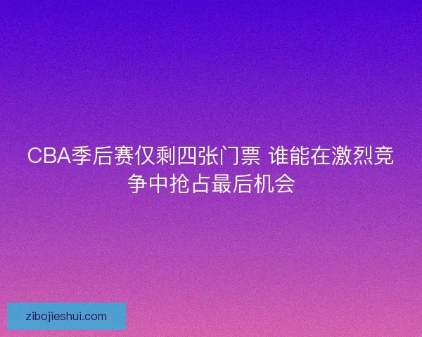 CBA季后赛仅剩四张门票 谁能在激烈竞争中抢占最后机会