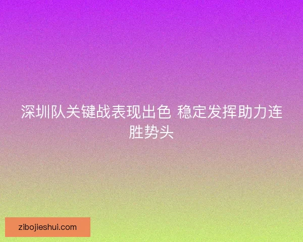 深圳队关键战表现出色 稳定发挥助力连胜势头 深圳队关键战表现出色 稳定发挥助力连胜势头