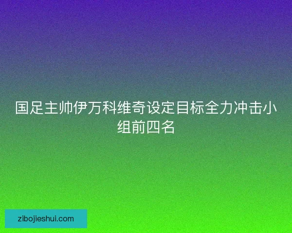国足主帅伊万科维奇设定目标全力冲击小组前四名 国足主帅伊万科维奇设定目标全力冲击小组前四名