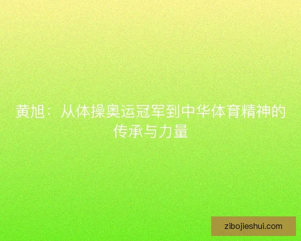 黄旭:从体操奥运冠军到中华体育精神的传承与力量 黄旭:从体操奥运冠军到中华体育精神的传承与力量